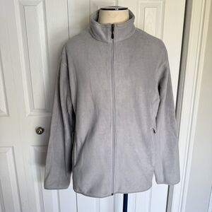 Men Fleece Sweater Jacket Gray Size 2XL Full Zip Polar